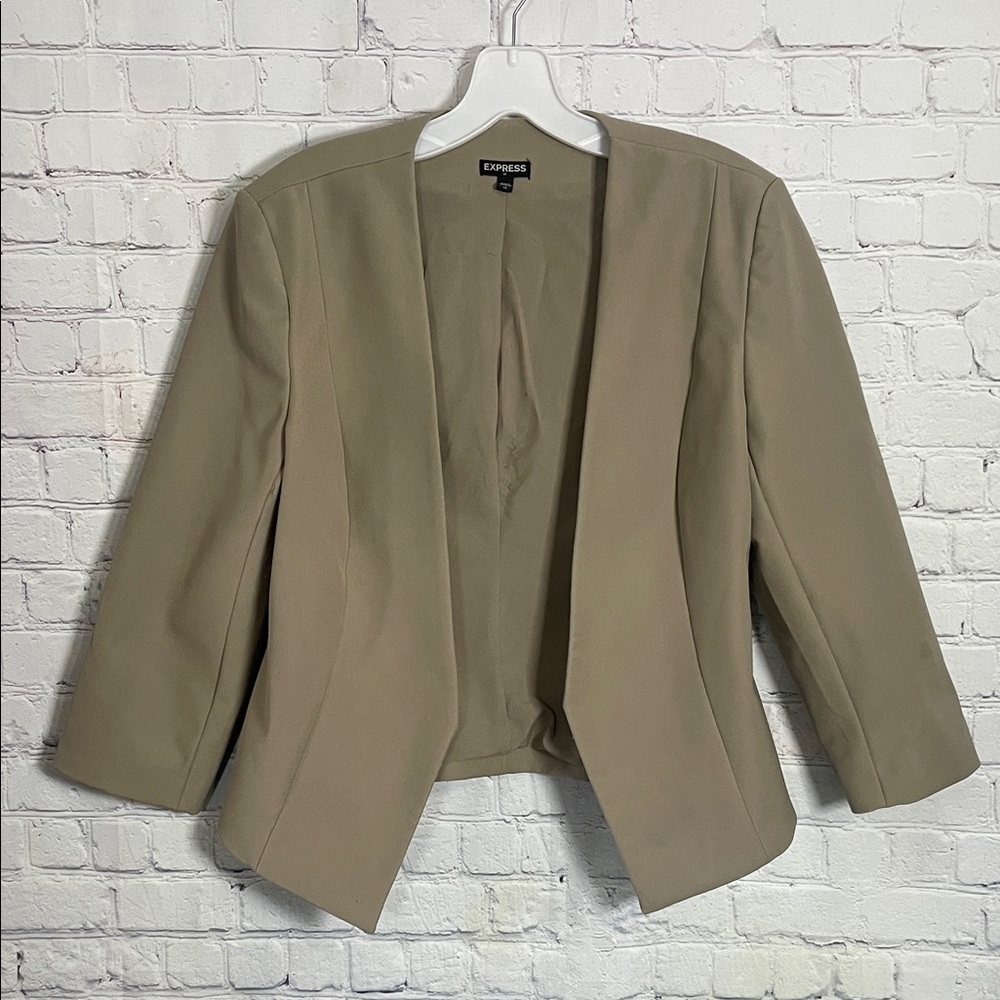 Express Women's Open-Front Taupe Tan Office Business Casual Blazer Size 12